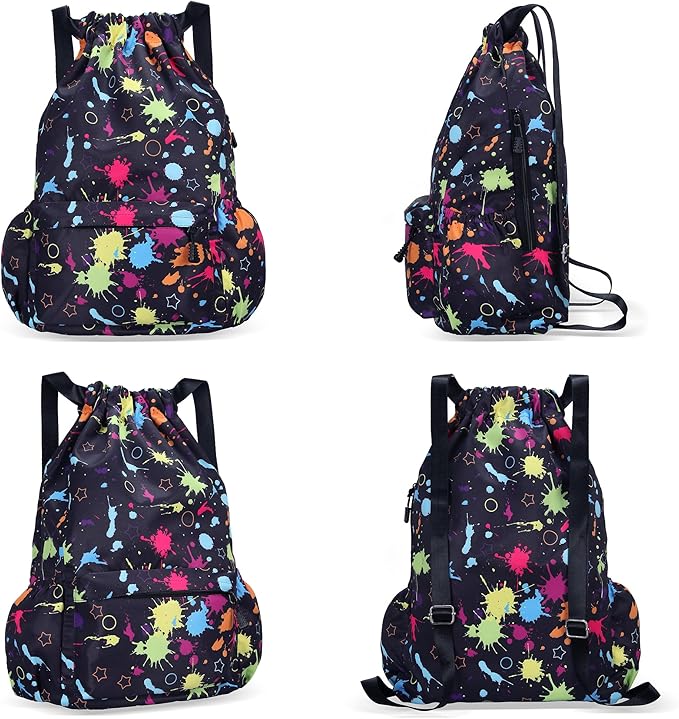 Drawstring Backpack for Women Drawstring Gym Bag Water Resistant Small Cinch Sack Pull String Backpack Bag (Tie-dye)