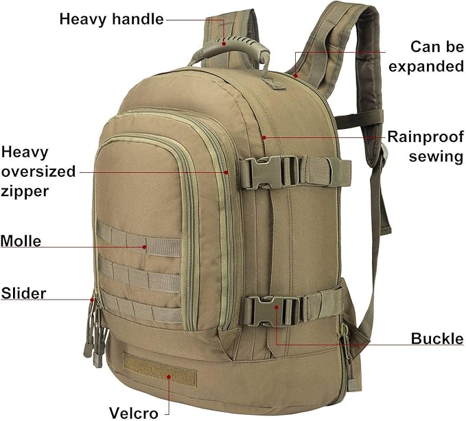 Greencity Laptop Backpacks Tactical 3 Day Expandable Bug Out Bag Classic Case Travel Hiking，Green