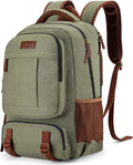 Tzowla Canvas Laptop Backpack, Bag for Men Women,Travel Work Rucksack Fits 17.3 Inch Laptop, Large Capacity Bookbag(Green)
