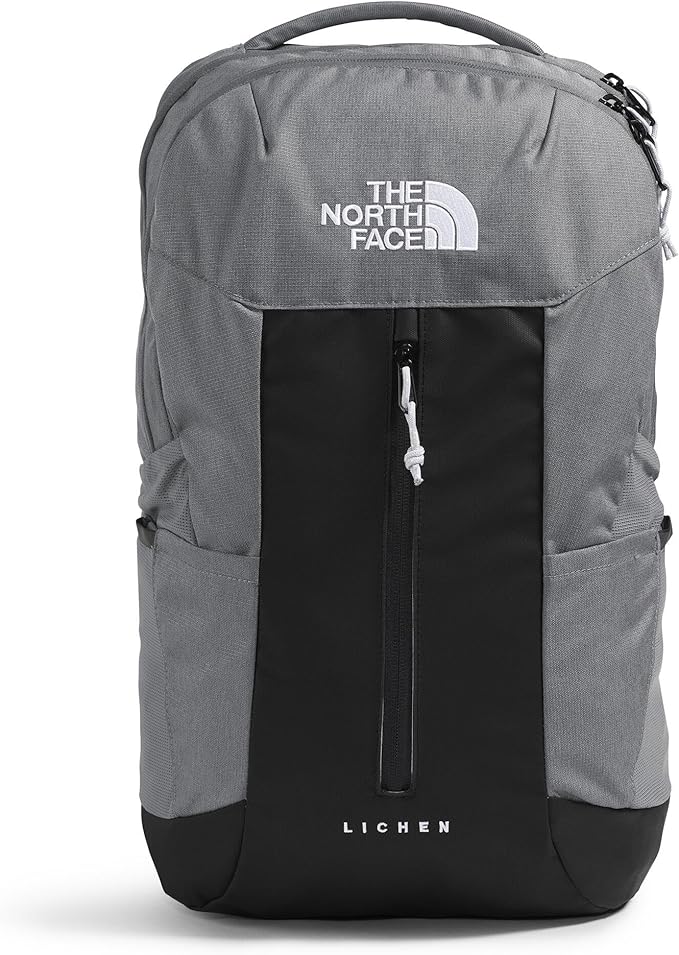The North Face Lichen Daypack - Everyday Commuter Backpack, Laptop Sleeve, Water Bottle Pockets, Center Front Pouch, Smoked Pearl Dark Heather/TNF Black, One Size
