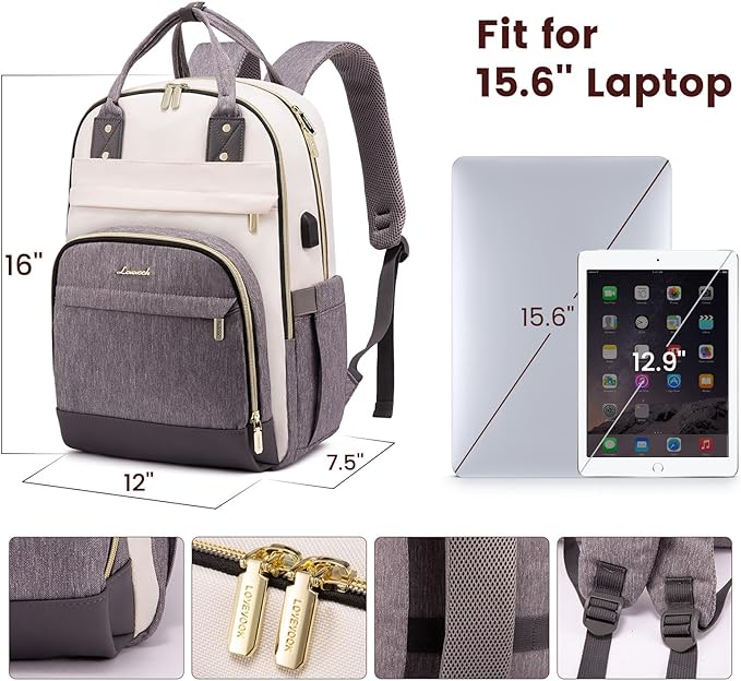 LOVEVOOK Laptop Backpack Women,Large Capacity 15.6 inch Laptop Bag Travel Backpack for Women,Computer Work College Teacher Backpacks with USB Port,Waterproof Personal Item Backpack Casual Daypack