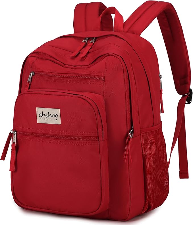 abshoo 32L Big Student Laptop Backpack For College Men Women Middle High School Teen Bookbag Travel Backpack Daypack (Red)