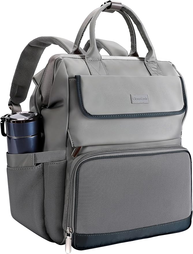 Laptop Backpack for Women & Men. 15.6 Inch Computer Backpack for Work Business, Waterproof Teacher Nurse Bag with Large Capacity, Lightweight College Bookbag Bags, Casual Daypack for Travel Grey