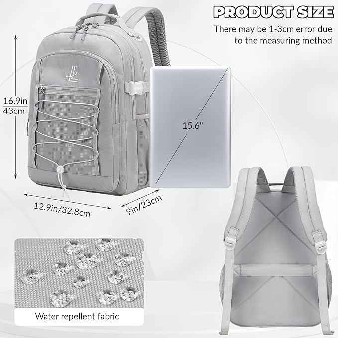 Lanola Travel Business Study Water Resistant Casual Backpack Lightweight Student School bag for Men Women - Gray