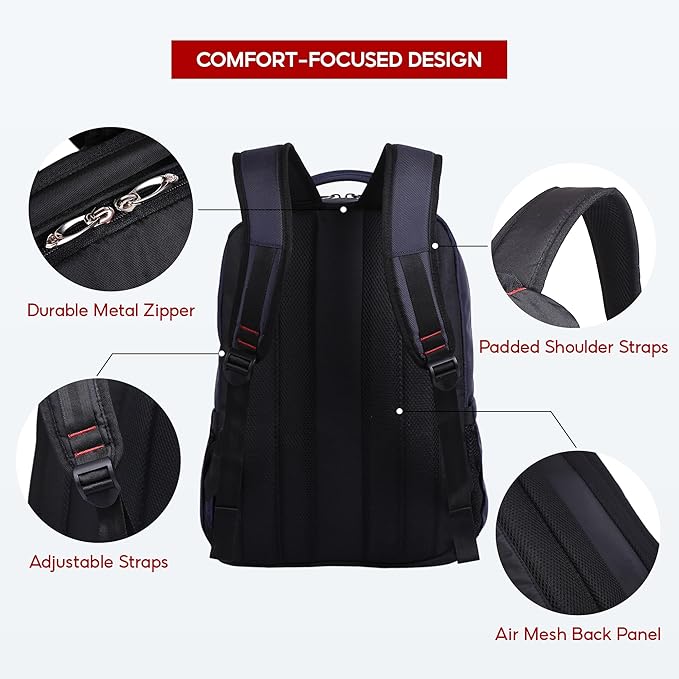 SAKOS BRISK 15.6 Inch Travel Backpack For Men, Laptop Backpack For Men, Business Professionals, Personal Item TSA Approved With Laptop Compartment, Travel Essentials, Carry On Luggage, Black