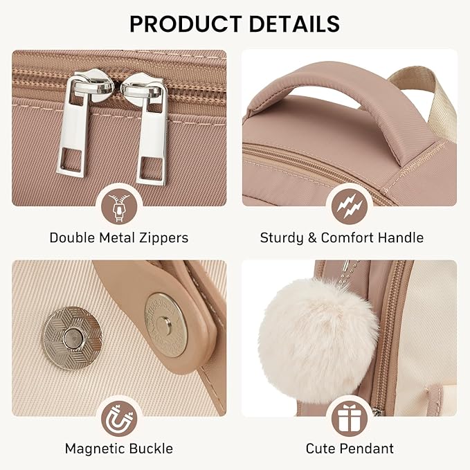 Student Laptop Backpack for College Teen Girls, Cute Middle High School Bag Women Bookbag Large Travel Back Pack Fit 15.6 Inch Laptop (Khaki Beige)