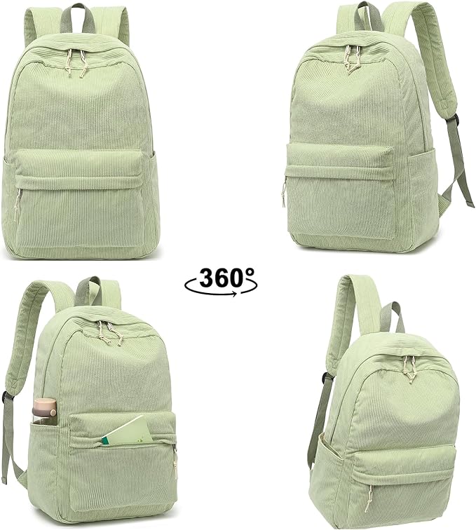 BTOOP School Backpack for Teens Large Corduroy Bookbag Lightweight 15.6 inch Laptop Bag for Girls Women Casual High School College