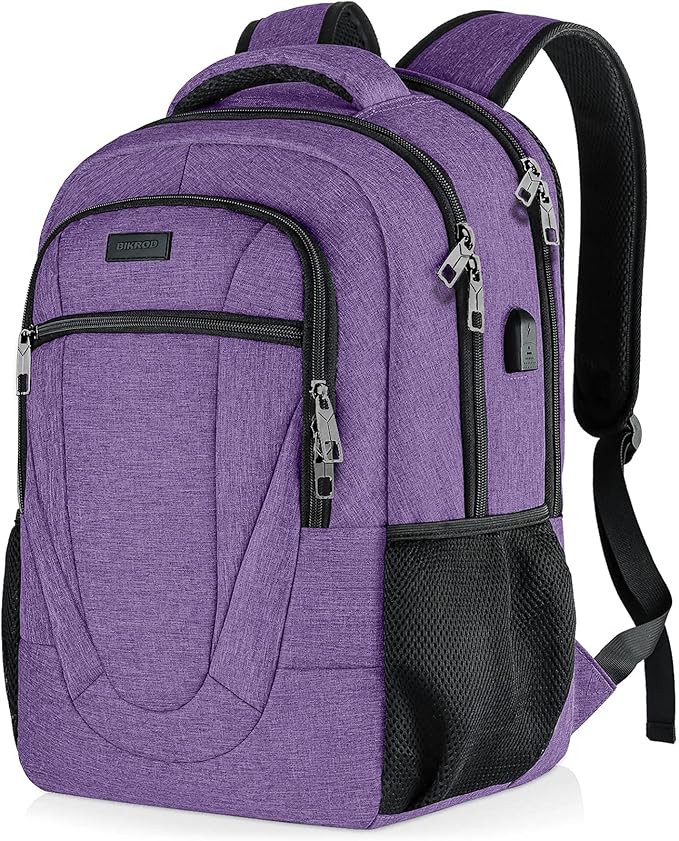 BIKROD Backpack for Women and Men, Extra Large School Backpacks for Teens, Water Resistant Back Pack Fits 17 Inch Laptop, Business Anti Theft Sturdy Computer Bag Gifts, Purple