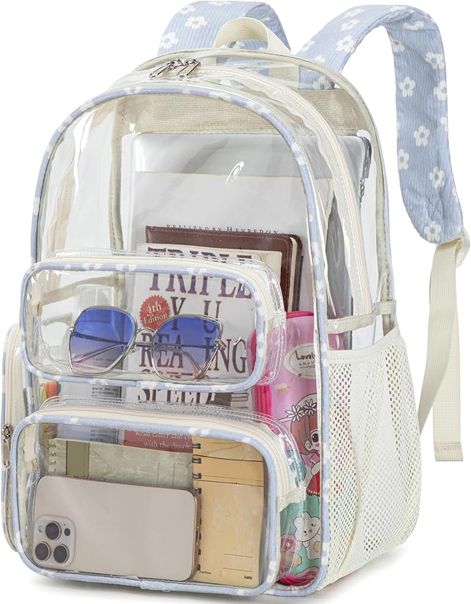 BTOOP Clear Backpack Heavy Duty Transparent Backpack 17" See Through Bookbag for College Work Festival Security with Padded Strap Large Capacity