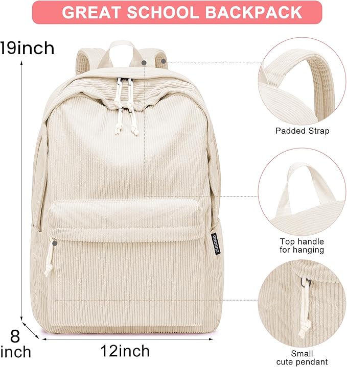Backpack for School Girls and Boys, Lightweight School Bookbag for Teens, College Students Women & Men, Cute Large Laptop Backpack Fits 17.3 Inch Notebook (Machine Washable)