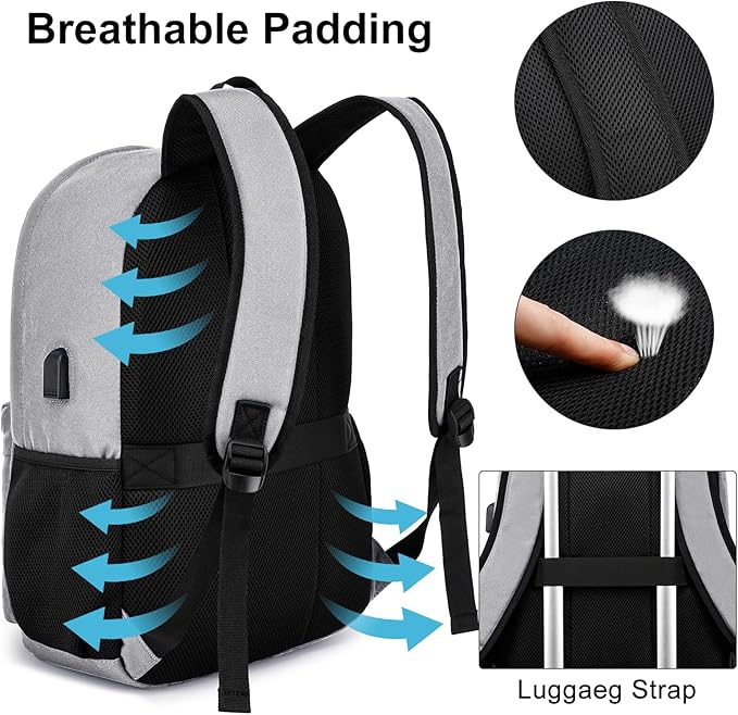 School Backpack for Teen Boys Girls, Choice for School and College Backpack, Comfortable 15.6 inch Laptop Bookbag, Grey