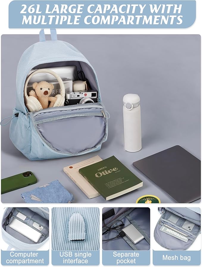 Classic Backpacks For School Teens Girls Boys, Lightweight Casual Daypacks Middle Students Backpck, Cute High School Bookbag, Simple College Backpack for Women Men(Blue)