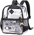 Clear Backpack for Stadium Events Approved 12×6×12, Thick TPU Mini Clear Bag with Front Pocket for Concert Sport Events Work Travel, Black Transparent