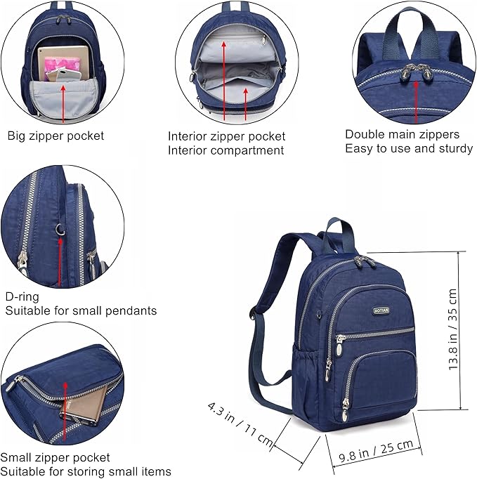 AOTIAN Small Size Backpack, Durable Lightweight Daypack for Women Girls & Boys Hiking Travel Sports, Blue