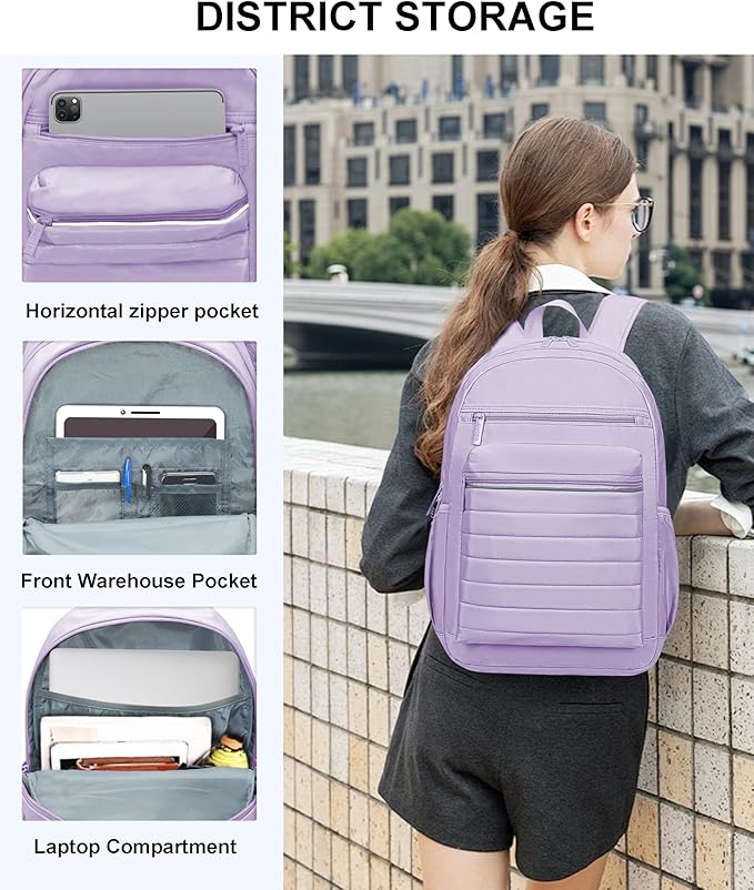 KEOFID Travel Backpack for Women, Womens Work Backpacks, Anti-theft Backpack Purse, Back pack for College Girls, Carry-On Travel Backpacks,Bookbag(Purple)