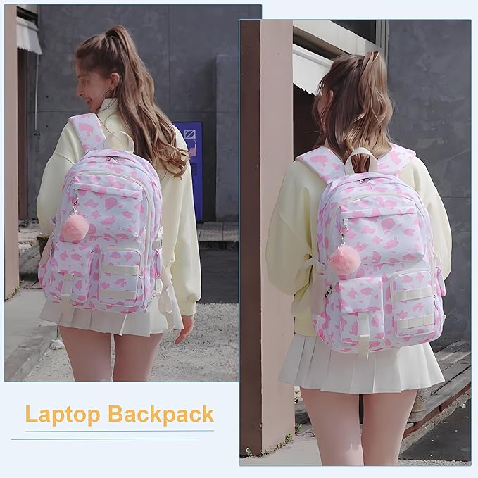 Hidds Backpack for Girls College School Backpacks Kids Bookbag School Bag Travel Laptop Daypack Teens Women (Pink)
