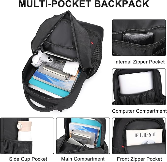 seyfocnia Gym Backpack for Men, Waterproof Sports Backpacks With Shoe Compartment Lightweight Workout Trainning Back Pack Casual Travel Daypack-Black