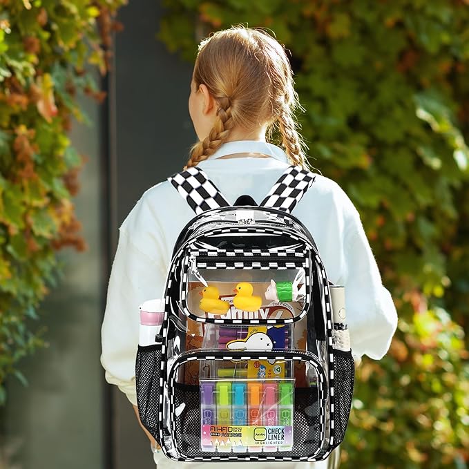 Bluboon Clear Backpack Heavy Duty Kids Boys Clear Bookbag See Through Backpacks with Pencil Case for College Work