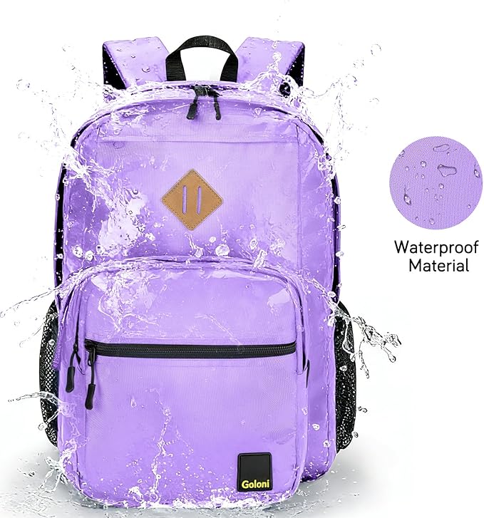 Goloni Lightweight Laptop Backpack 1.1Lbs, 36L Wear-Resistant Water Resistant Backpack with Laptop Compartment for Men Women, College Work Travel Bookbag,Purple