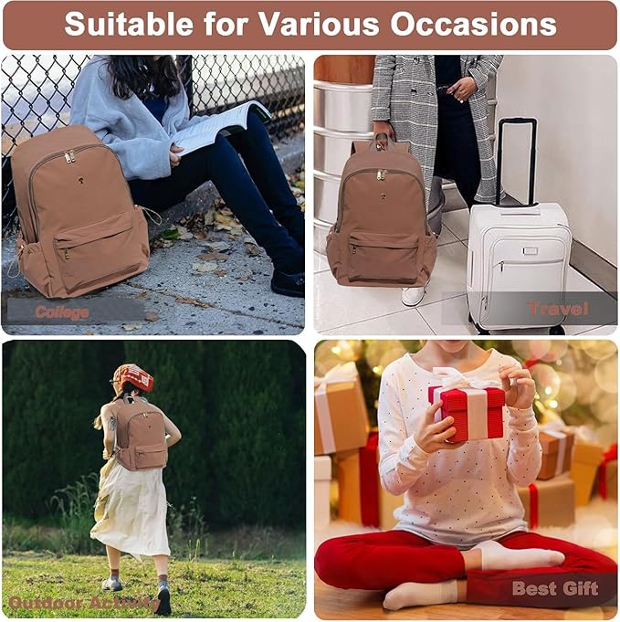 ESVAN Personalized Gifts Backpack Canvas Linen Nylon 17 inch Laptop Bag for Women Casual College