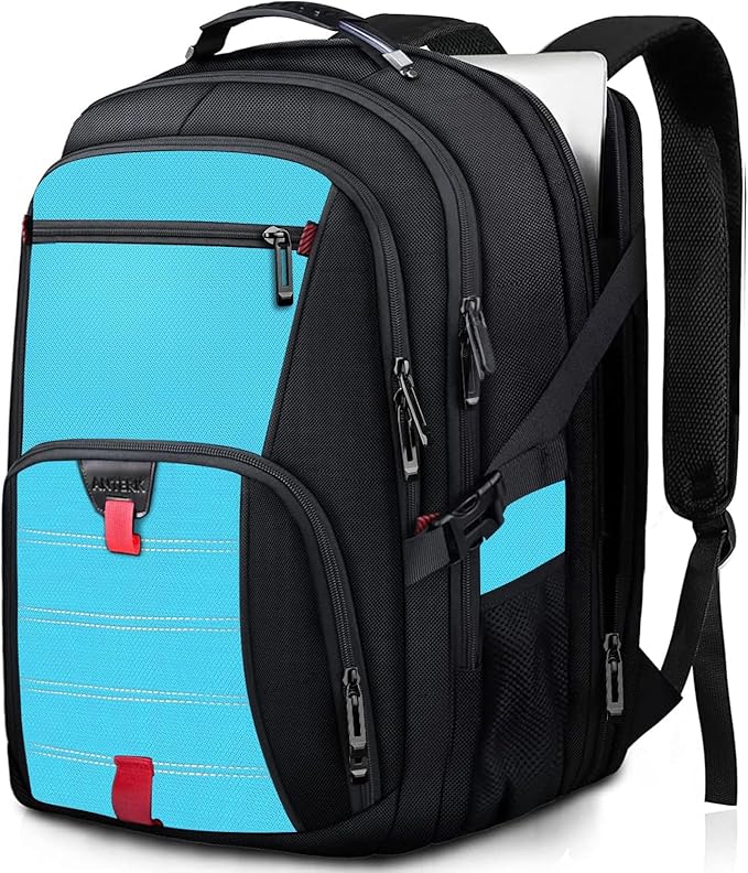 Large Travel Laptop Backpack, 18.4 Inch Laptop Backpacks for Men Women, 55L Anti Theft Water Resistant College Bussiness TSA Airline Approved Work Computer Backpack, Lake Blue