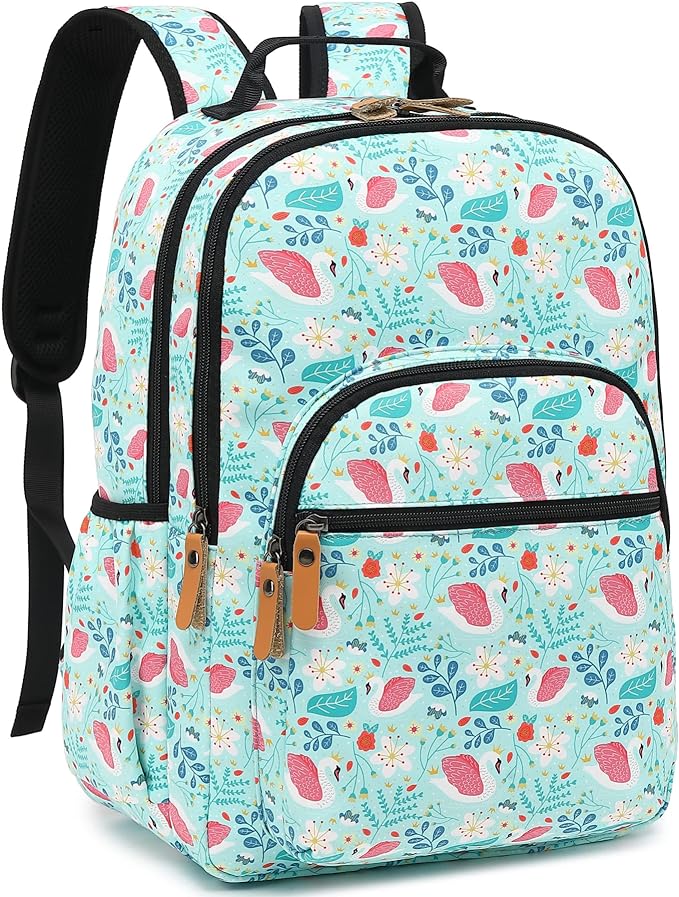 Leaper Water-resistant Cute Swan Laptop Backpack Travel Bag College Backpack Laptop Bag Satchel Water Blue