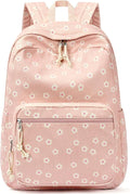 mibasies School Backpack for Girls with Laptop Sleeve: 18IN Large Capacity Corduroy Bookbag for Primary Middle School/College, Travel Daypack for Teens Women - Pink Flower