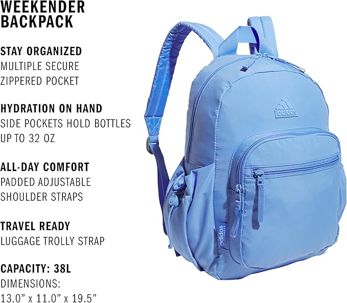 adidas Weekender Backpack – Compact Lightweight Everyday Bag, 19L