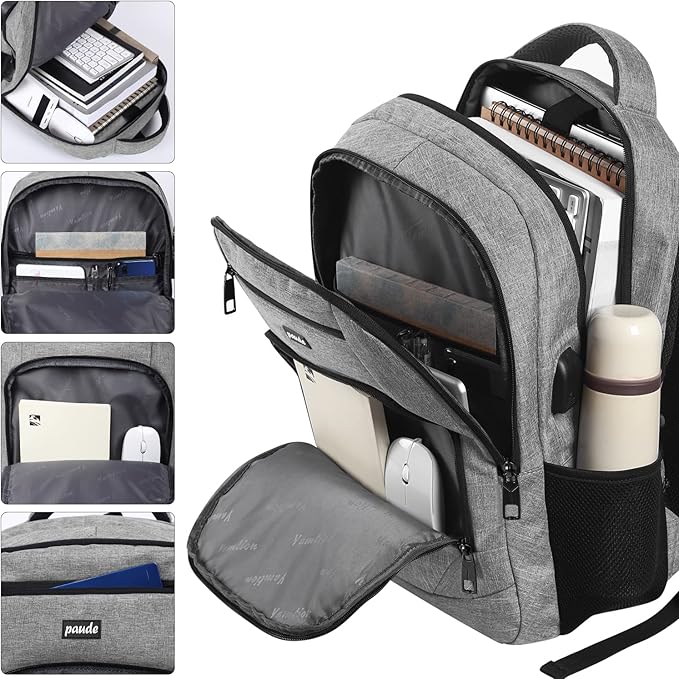 Paude Backpack for School, Laptop, Bookbag for Teen Boys - 15.6 Inch College Backpack for University, Business, Work, Travel