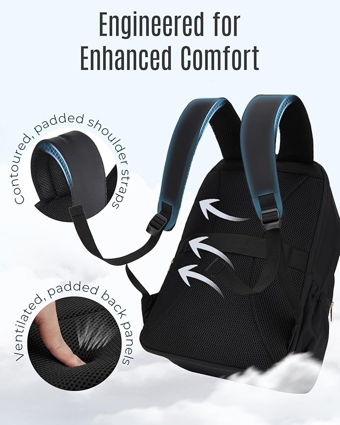 LIGHT FLIGHT Travel Backpack for Women, 15.6 Inch Stylish Laptop Backpack, Computer Bag for College Work Daily, Water-Resistant Casual Daypack with USB Port, Champagne