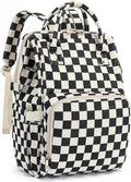 Laptop Backpack for Women, Corduroy College School Backpack Bookbag 15.6 inch Business Computer Travel Backpack (Checkered Black)