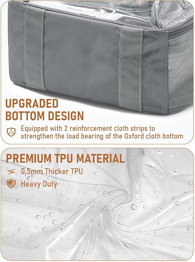 Clear Backpack Heavy Duty, Large TPU Clear Bookbag for Boys Girls Adult, See Through Transparent Back Pack with Multiple Pockets for College Work Casual Security,Grey