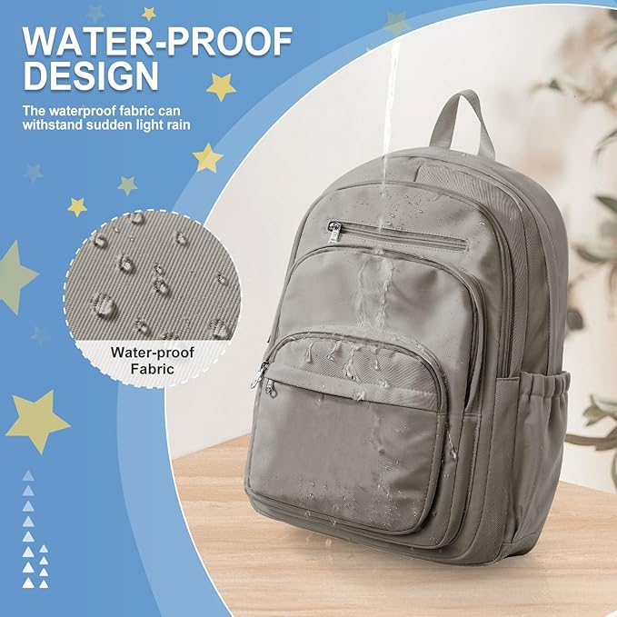 weradar School Backpack For Women Men, Lightweight Casual Daypack College Backpacks, Aesthetic Students Bookbag, Backpack With Lots Of Pockets,Cute High School Bag For Boys Girls(Gray Brown)