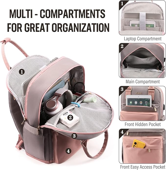 LOVEVOOK Backpack purse for Women, 15 Inch Laptop backpack Cute Waterproof Backpacks Stylish Travel Bags Vintage Daypacks for College Work Party