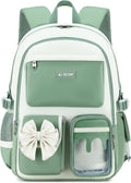 Laptop Backpack 16 Inch Kids Elementary Middle High School Bag College Backpacks Women Work Business Back Pack Travel Rucksack Large Bowknot Bookbag for Teens Girls Womens Students (Green)