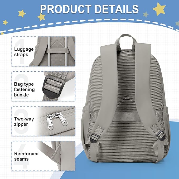 weradar School Backpack For Women Men, Lightweight Casual Daypack College Backpacks, Aesthetic Students Bookbag, Backpack With Lots Of Pockets,Cute High School Bag For Boys Girls(Gray Brown)
