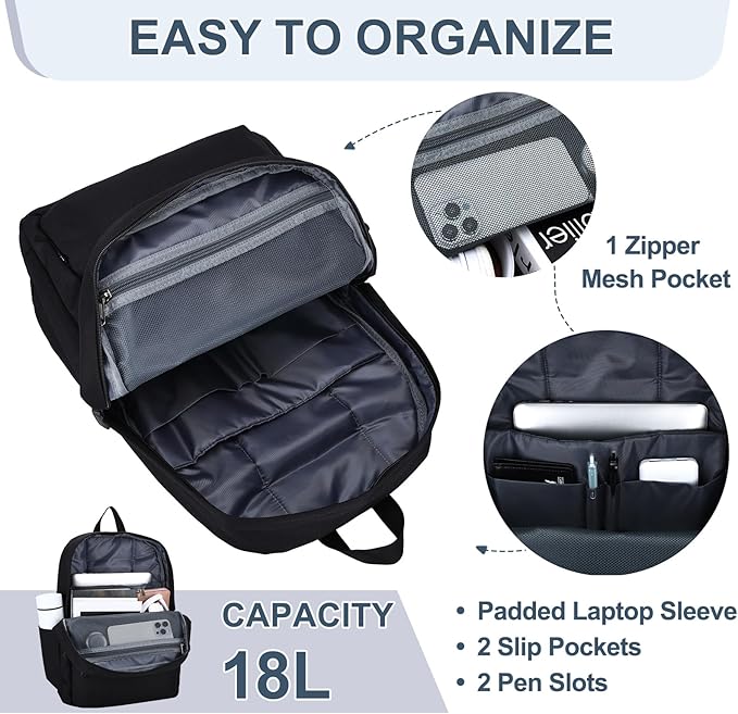 RAVUO Backpack for Men, Water Resistant Black School Backpacks Large Bookbag 15.6inch Laptop Back Pack College Daypack Schoolbag for Teen Boys Girls