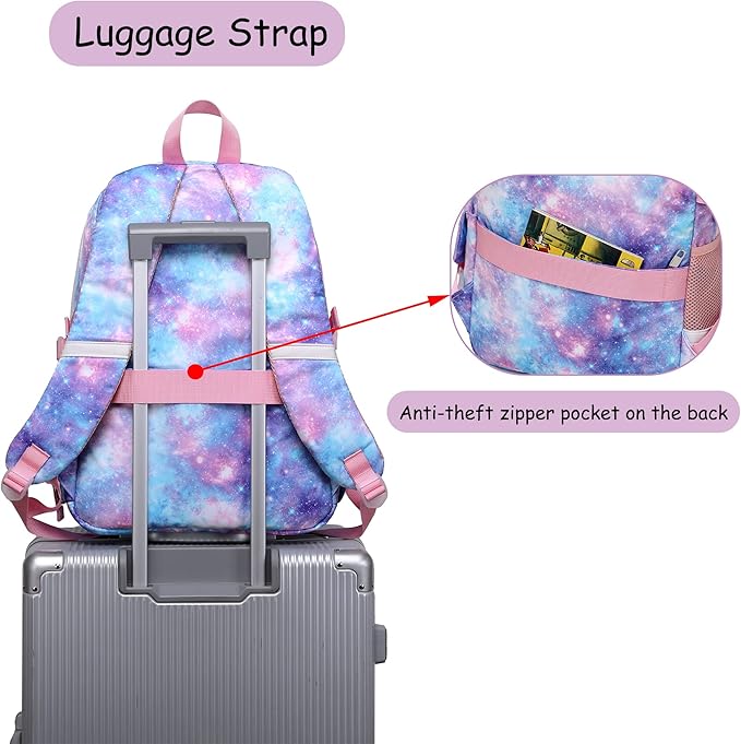 Makukke Backpack for Girls Women, 15.6 Inch Laptop School Bag Elementary College Bookbag Anti Theft Daypack for Women Students (Pink)