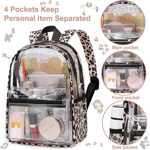 BTOOP Clear Mini Backpack for Stadium Events 12x12x6 Small Transparent Backpacks Plastic See Through Clear Bag for Concerts Work Festival Security Travel