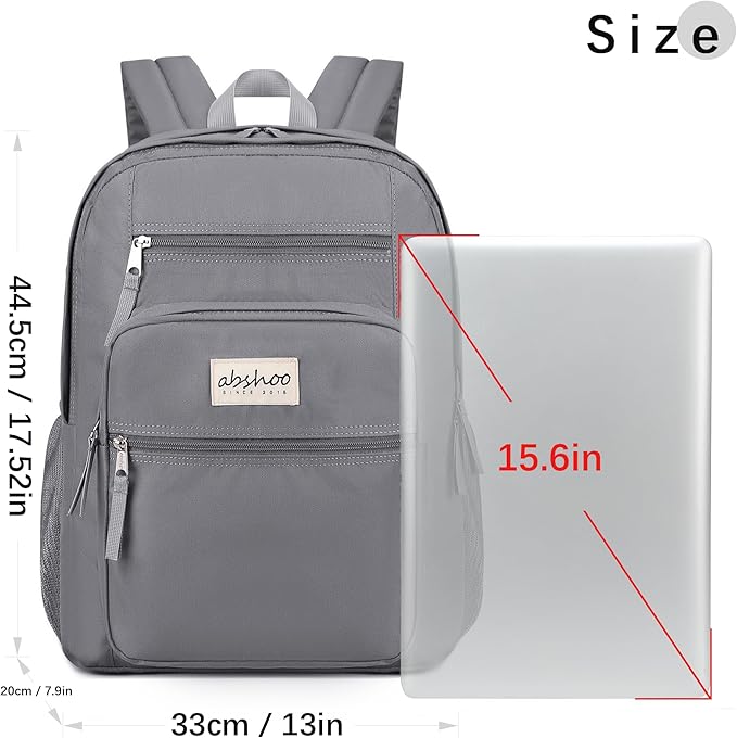 abshoo 32L Big Student Laptop Backpack For College Men Women Middle High School Teen Bookbag Travel Backpack Daypack (Grey)