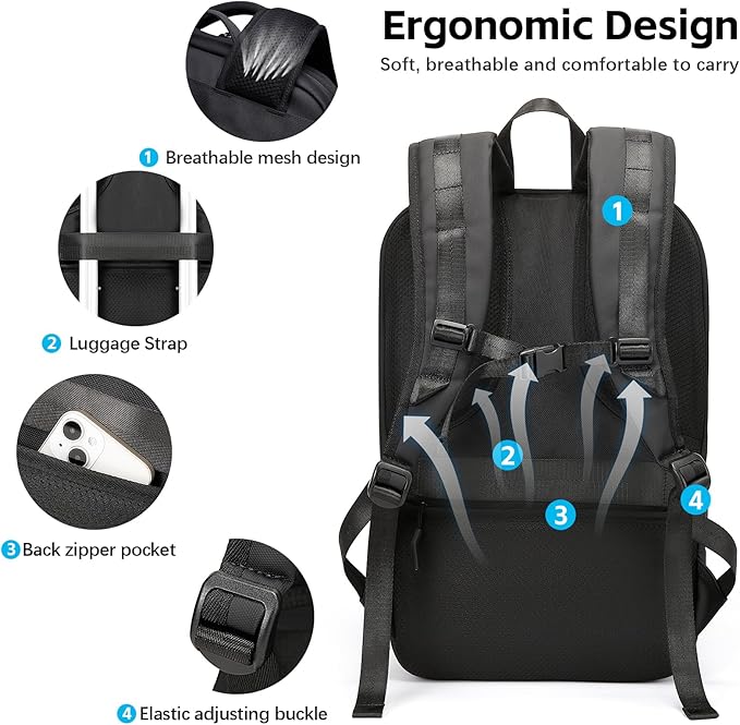 Travel Backpack for Men,Water Ressistant 17.3 Inches Laptop Backpack Lightweight Sports Casual Backpack for Travel/Commuter/Outdoor,Black