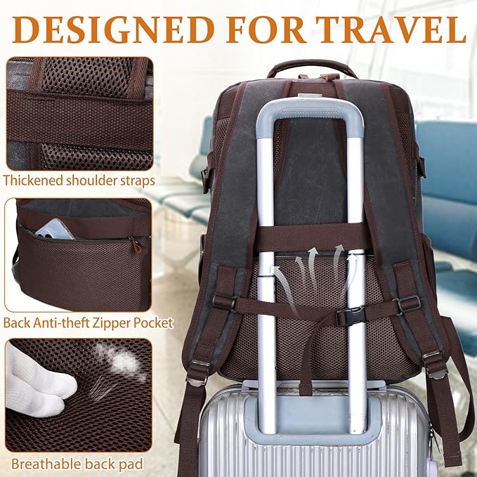 BOVIP Travel Backpack for Men Carry On Backpack Flight Approved Personal Item Backpack, 18.4 inch Laptop Backpack Casual Daypack Weekender Business Hiking Backpack, Black Gray
