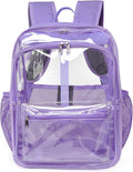 Clear Backpack,Clear Backpacks for School Heavy Duty See Through Bookbag Waterproof Backpack for Men Women,Light Purple