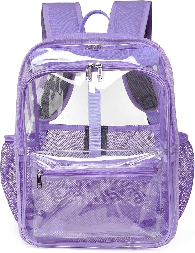 Clear Backpack,Clear Backpacks for School Heavy Duty See Through Bookbag Waterproof Backpack for Men Women,Light Purple