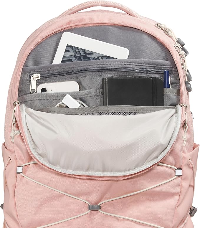 The North Face Women's Borealis Commuter Laptop Backpack - Everyday Travel Bag, Laptop Sleeve, Reflective Details, Pink Moss Dark Heather/Gardenia White-NPF, One Size