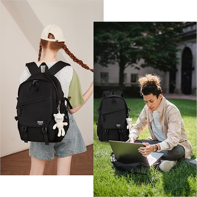 College Laptop Backpack for Men Women 15.6 Elementary Middle High School Book Bag For Teens Girls Boys Anti Theft Travel Backpacks Waterproof Casual Daypack Large Student Bookbags（Black-L）