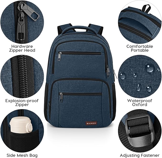 BIKROD Backpack for Boys Men, School Backpack for Teens Girls, Lightweight Casual High School Bookbag, Daily-use Travel Laptop Backpack with USB Charging Port Fits 15.6 Inch Notebook