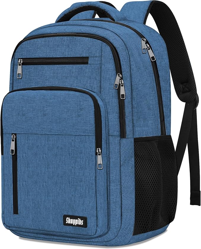 Black Backpack for Men Women, School Backpack for Boys Girls Teens, 15.6 Inch Laptop Backpacks with Reinforced Straps, Water Resistent Book bag, Work College Bookbag, back pack, Mochila para hombre