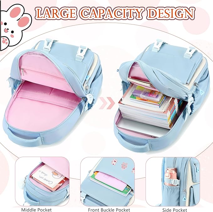 AO ALI VICTORY Backpack for Women Girls Set with Pencil Case 15.6 Inch Laptop School Bag Kids Elementary College Backpacks