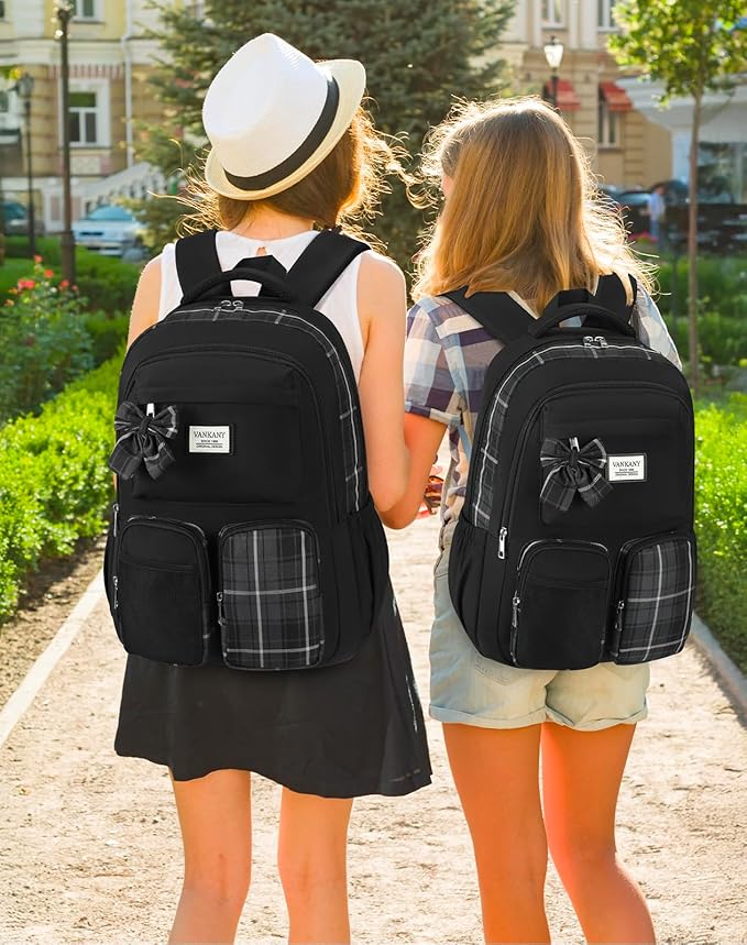 Laptop Backpack for Women College Students, Kids School Backpack Bookbag for Highschool Teen Girls Mochilas para Mujer, Black